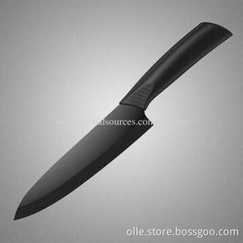 7-inch Straight Handle Kitchen Ceramic Chef Knife, 175mm Black Blade